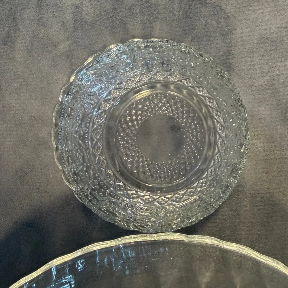 Crystal Clear Trellis 2 Piece Chip and Dip Set Glass Serving Platter Bowl 323230